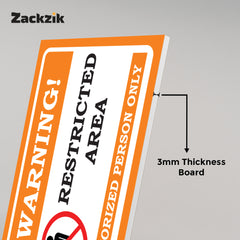 Zaqiz Restricted Area Sticker – Bold Warning Sign for Offices, Factories & Warehouses (Copy)