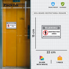 Zaqiz Restricted Area Sticker – Bold Warning Sign for Offices, Factories & Warehouses (Copy)