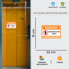 Zaqiz Restricted Area Sticker – Bold Warning Sign for Offices, Factories & Warehouses (Copy)