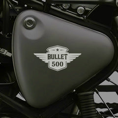 Built Like a Gun Goes Like a Bullet Round Star Sticker for Royal Enfield Bike