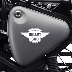 Built Like a Gun Goes Like a Bullet Round Star Sticker for Royal Enfield Bike